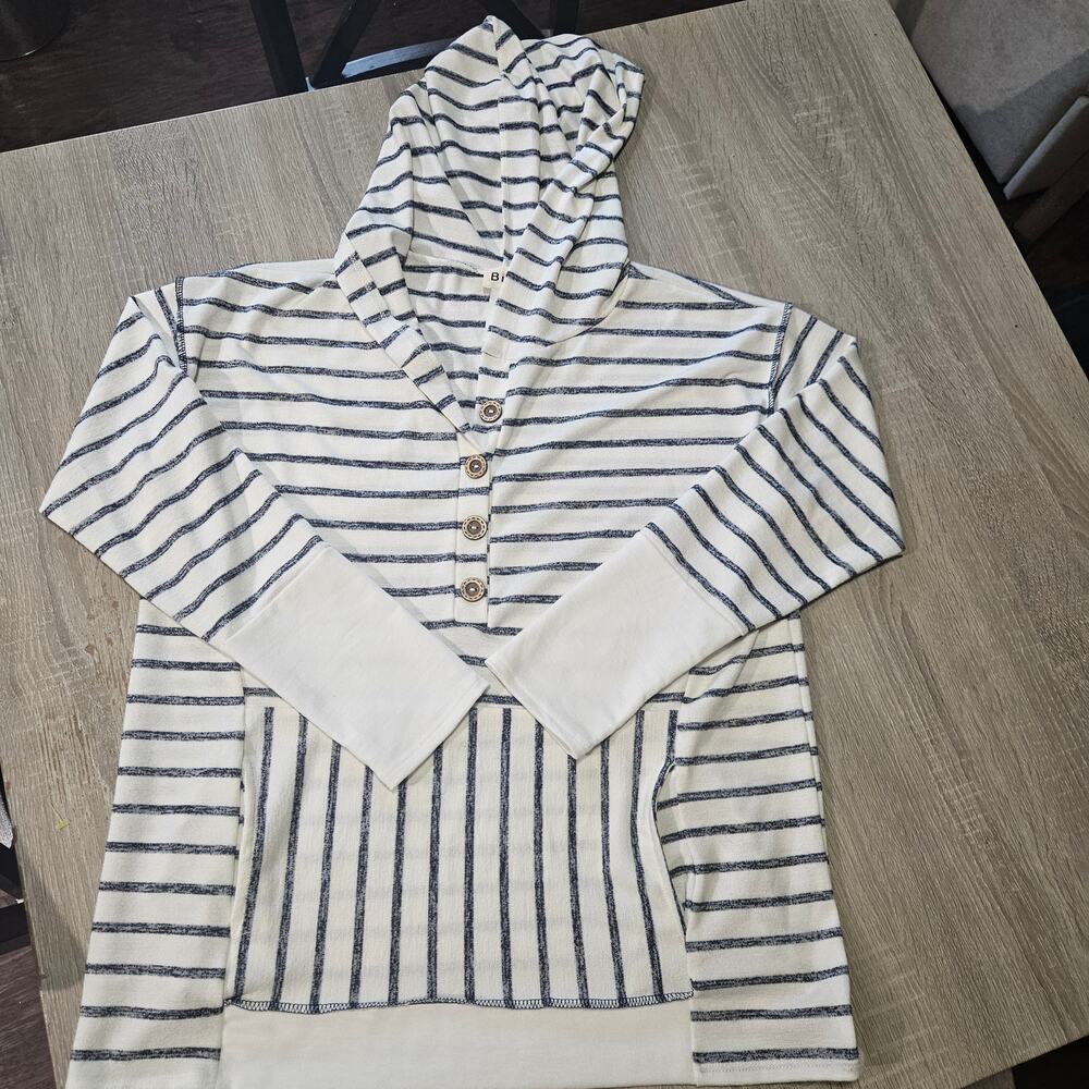 BiBi Striped Mixed Pattern Hoodie - EUC - Medium